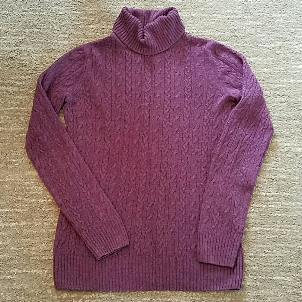 BASS Purple Cable Knit Turtleneck Sweater XS